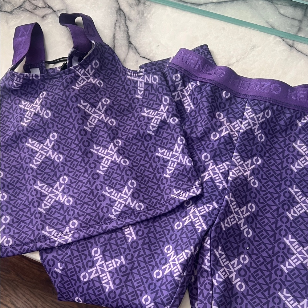 Kenzo Violet Logo Print Activewear Ensemble